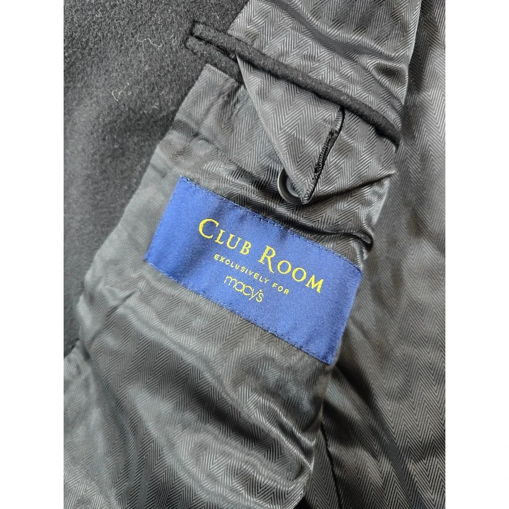 Club Room Silk Cashmere Blazer Mens 46R Black Two Button Wool Soft! Sport Coat